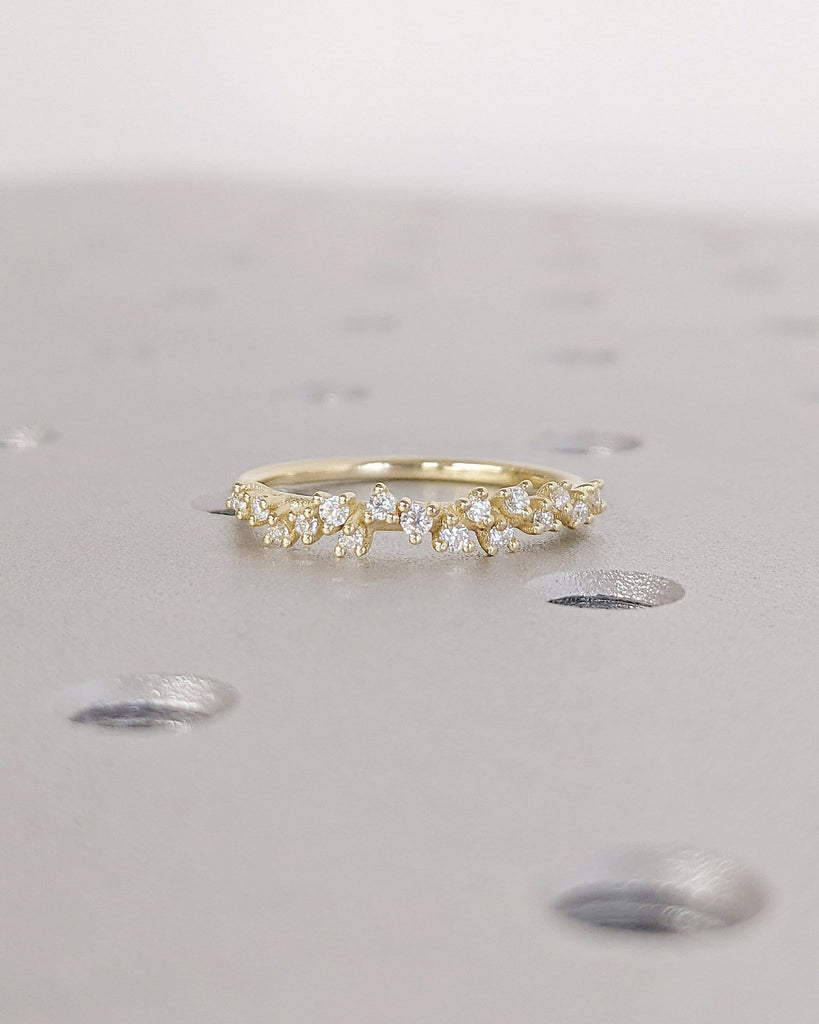 Diamonds Cluster Ring | 14K Yellow Gold Cluster Ring | Diamond Ring | Unique Ring | Engagement Ring | Diamond Wedding Band | Summer Jewelry