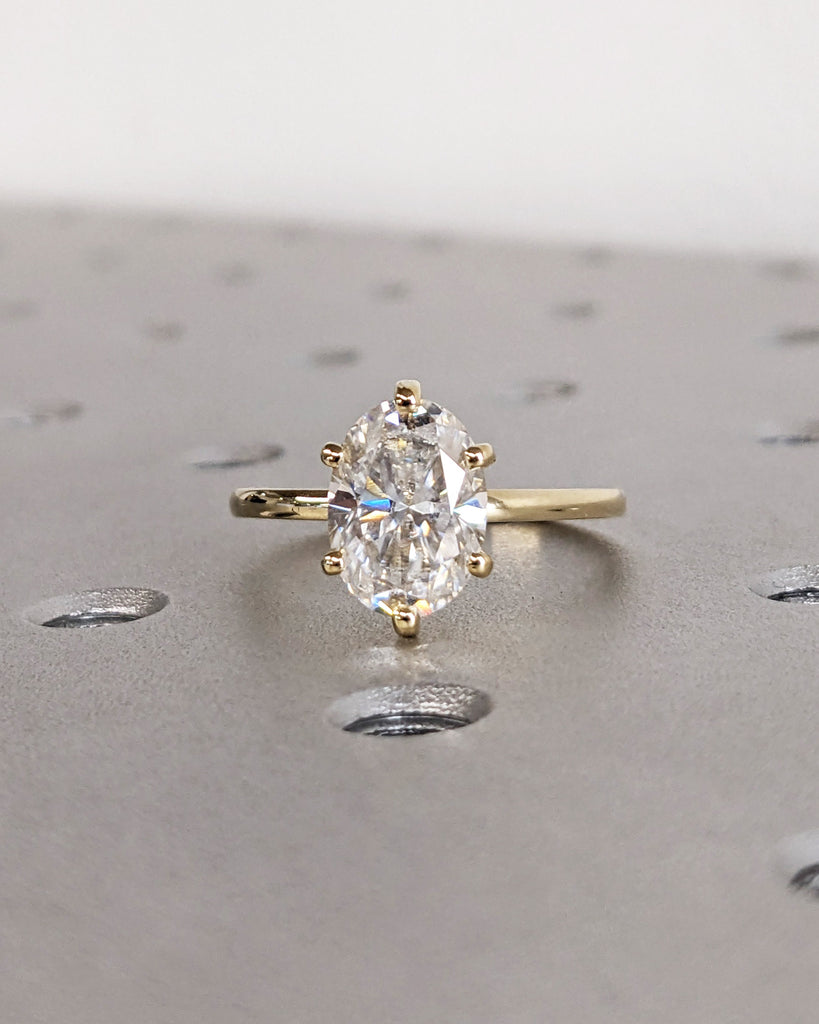 Oval Cut Diamond Engagement Ring, Oval Lab Grown Diamond Solitaire Engagement Ring, Wedding Ring, Anniversary Ring, 14K Gold, Minimalist
