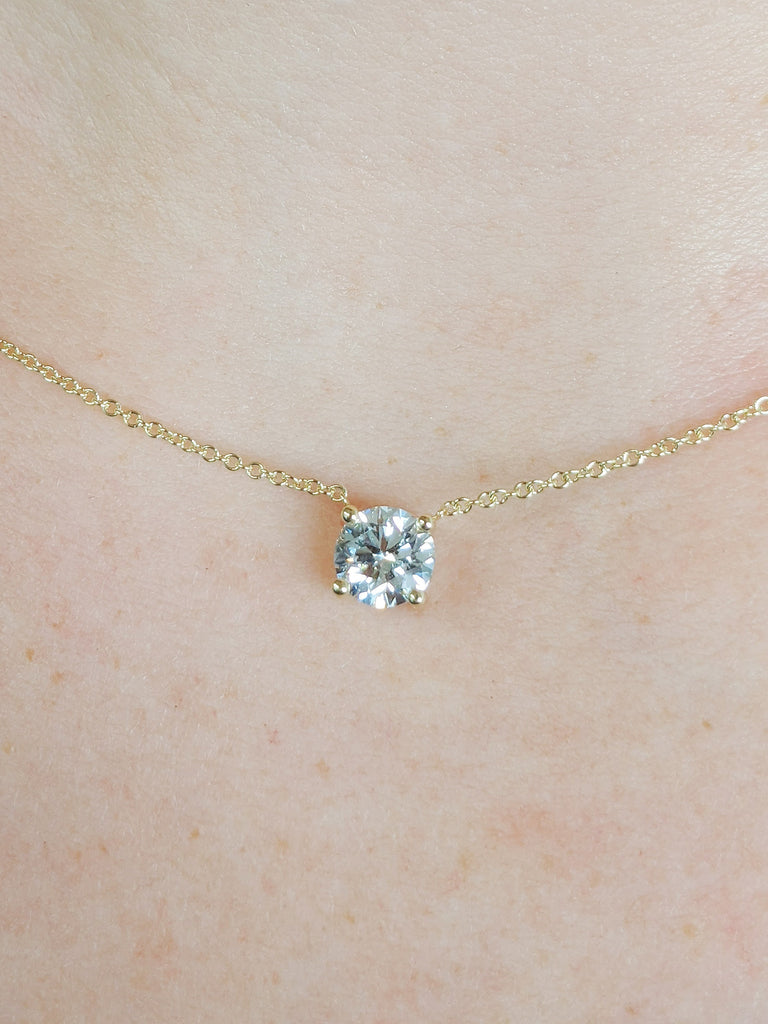 Conflict Free Lab Grown Diamond Necklace | Thin Gold Chain Everyday Necklace for Her | Timeless Anniversary Gift for Wife