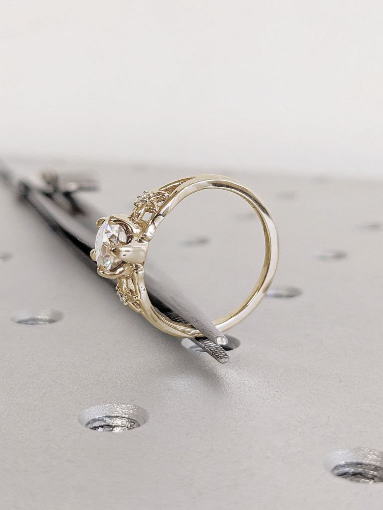 Celestial Inspired Round cut Lab Grown Diamond Engagement Cocktail Ring | My Sun & Stars Diamond Wedding Band | 14K 18K Solid Gold Platinum