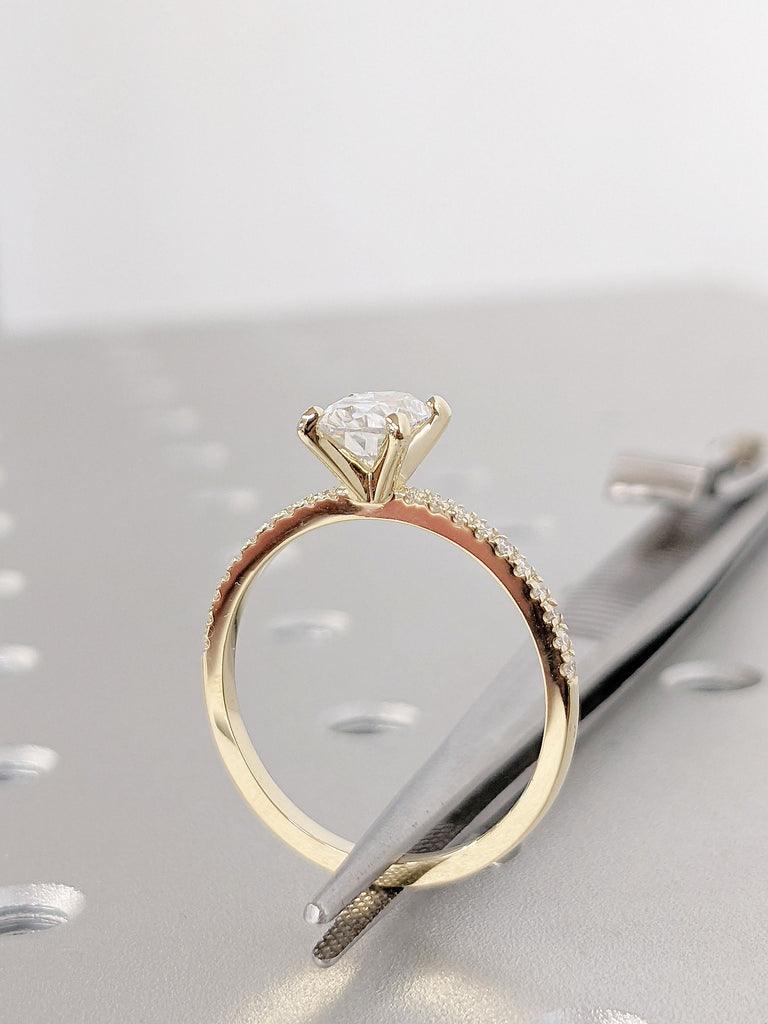 4 Prongs Open Gallery Setting Lab Diamond Solitaire Engagement Ring | Minimalist Bridal Jewelry