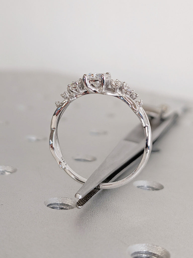 14K 18K White Gold Trellis Snowdrift Diamond Cluster Unique Women Proposal Ring