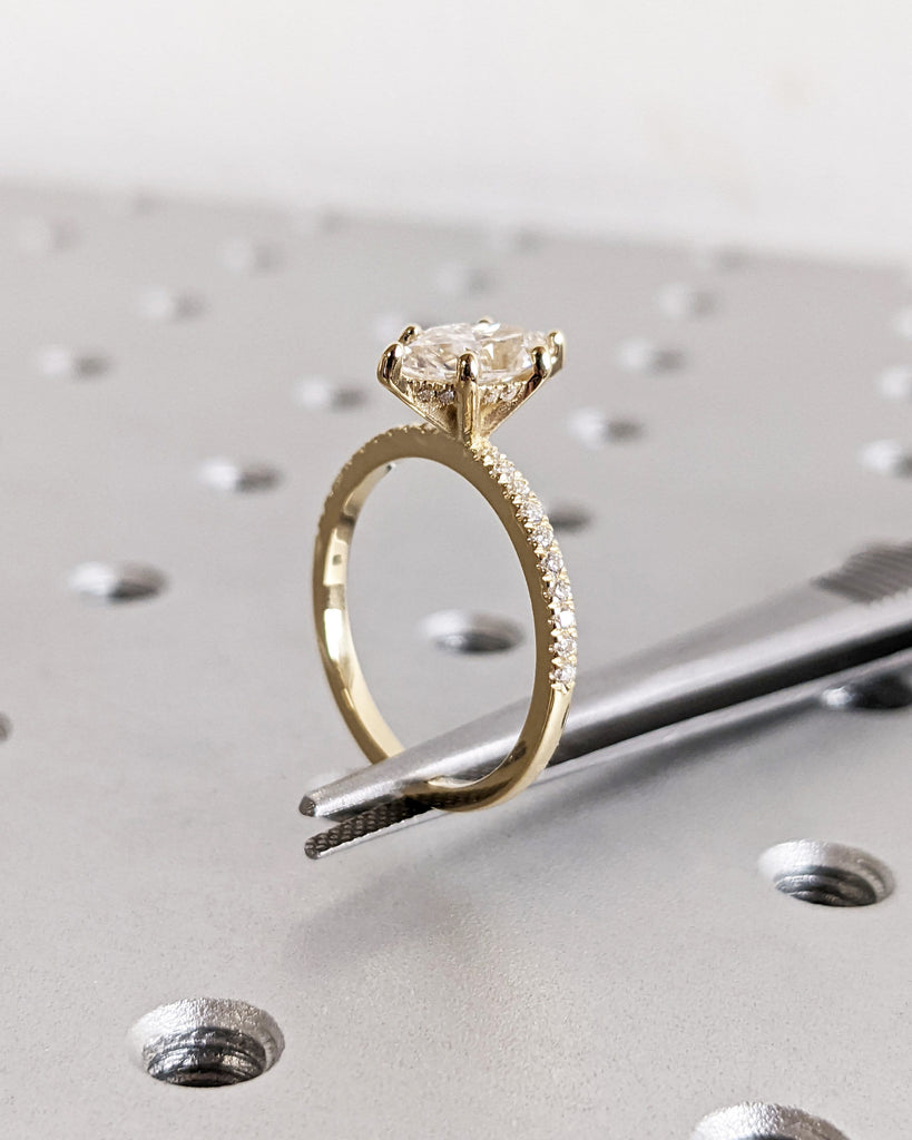 Marquise Engagement Ring, Marquise Lab Grown Diamond, Bridal Set Engagement Ring, Wedding Ring, Anniversary Ring, 14K Solid Yellow Gold Ring
