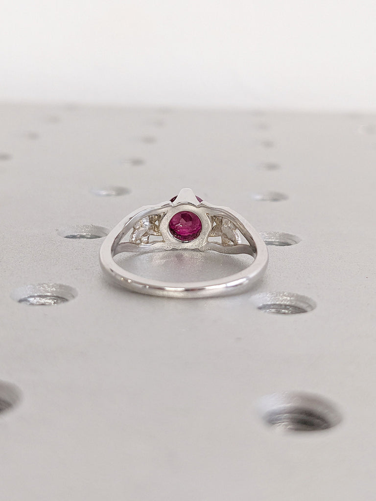 14K 18K Solid Gold Ruby Anniversary Ring • Red Ruby Anniversary Ring • Ruby and Diamond/Moissanite • 40th Birthday July Gem Anniversary Gift