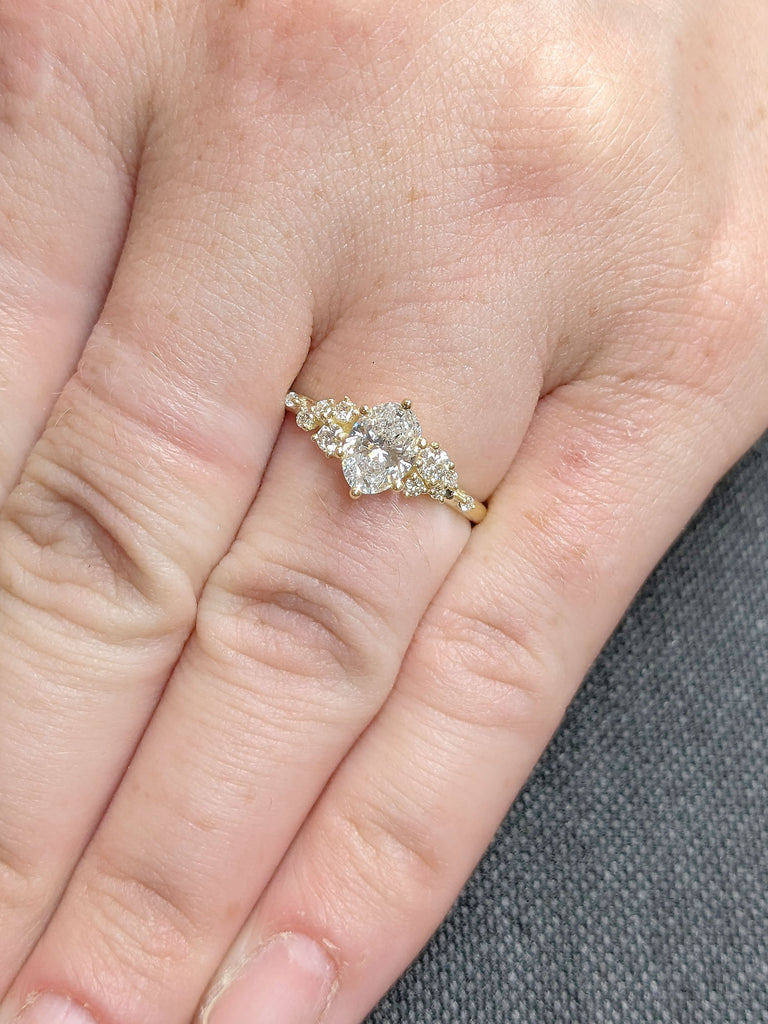 Timeless Snowdrift Diamond Women Wedding Ring | Lab Grown Diamond Solitaire Proposal Ring for Her | 14K 18K Yellow Gold Bridal Jewelry