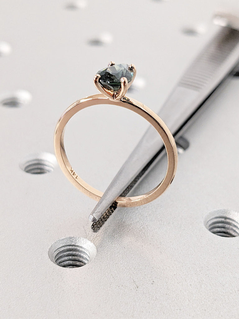 14K Rose Gold Montana Sapphire Women Wedding Anniversary Ring | September Birthstone | Minimalist Natural Sapphire Dainty Promise Ring