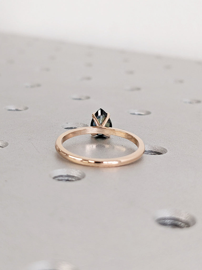 14K Rose Gold Montana Sapphire Women Wedding Anniversary Ring | September Birthstone | Minimalist Natural Sapphire Dainty Promise Ring