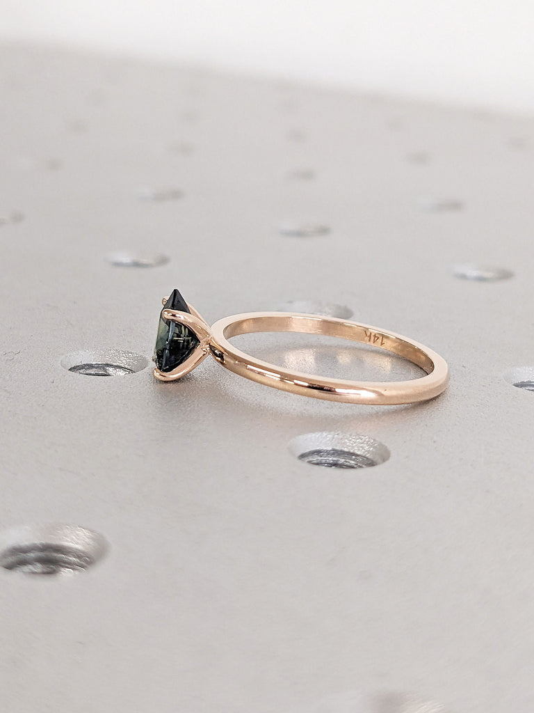 14K Rose Gold Montana Sapphire Women Wedding Anniversary Ring | September Birthstone | Minimalist Natural Sapphire Dainty Promise Ring