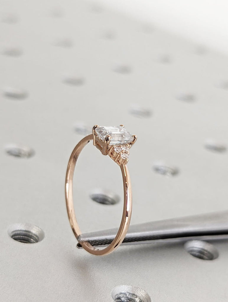 Art Deco Lab Grown Diamond Proposal Ring for Her | Vintage Emerald cut Wedding Ring | 14K Rose Gold Dainty Promise Ring | 1CT Diamond Ring