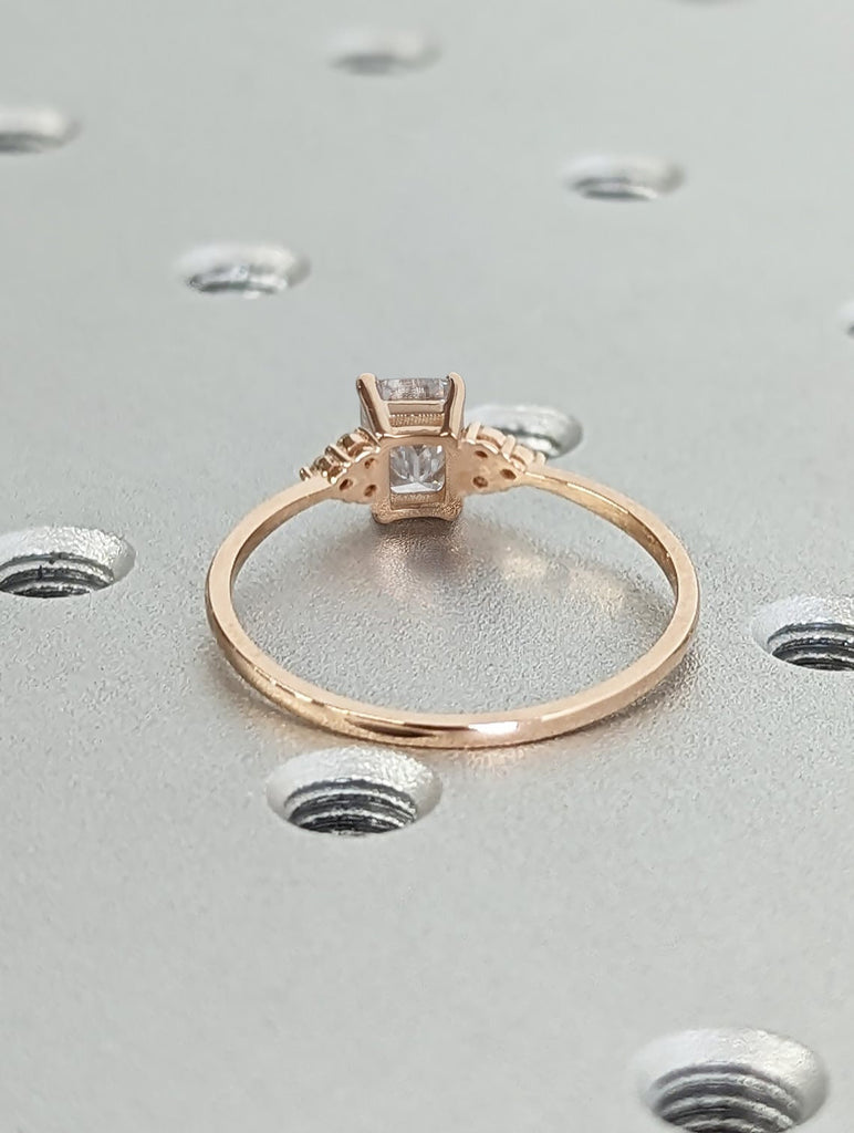 Art Deco Lab Grown Diamond Proposal Ring for Her | Vintage Emerald cut Wedding Ring | 14K Rose Gold Dainty Promise Ring | 1CT Diamond Ring