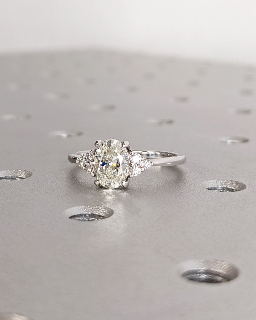 Oval Moissanite Engagement Ring | 14K Gold Engagement Ring | Vintage Engagement Ring, Oval Moissantie Dainty Ring | Anniversary Promise Ring