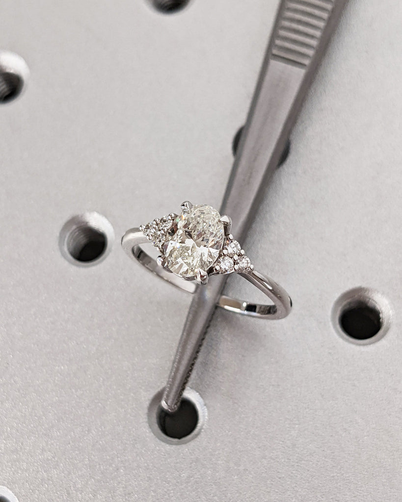 Oval Moissanite Engagement Ring | 14K Gold Engagement Ring | Vintage Engagement Ring, Oval Moissantie Dainty Ring | Anniversary Promise Ring