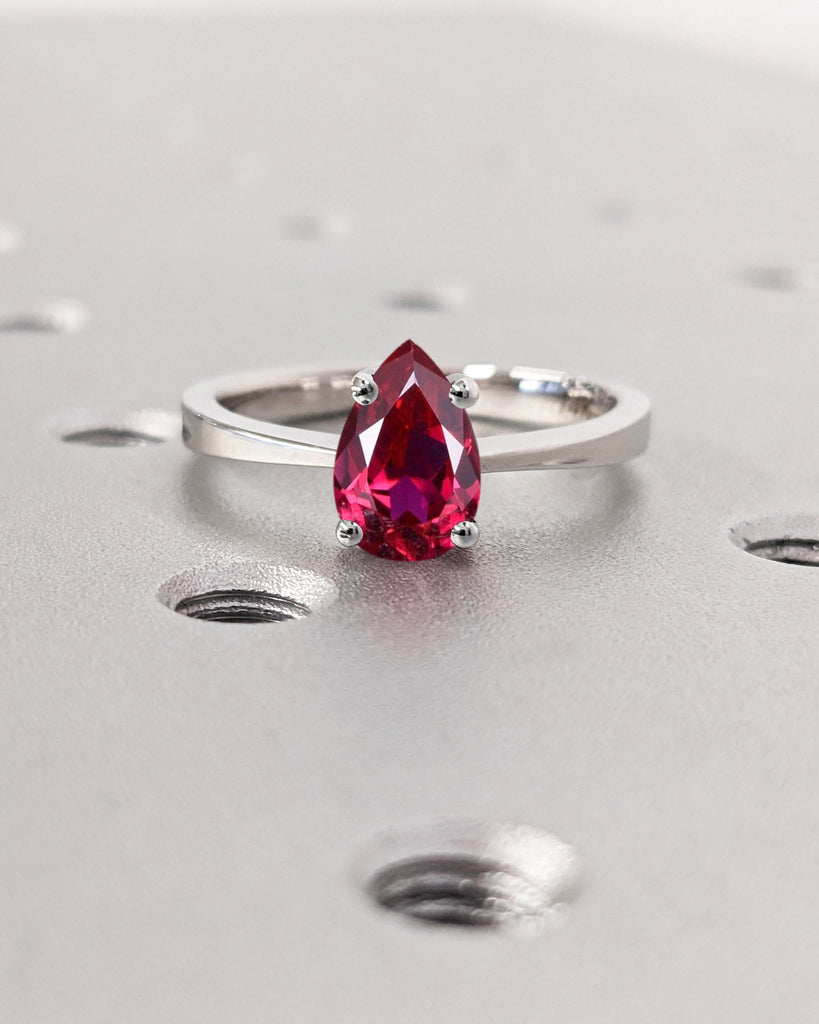 Ruby Ring, Unique Engagement Ring, Solitaire Ring, Pear Cut Ruby Ring, Ruby Jewelry, Ruby Solitaire, Gemstone Solitaire, Beautiful Ring, Red