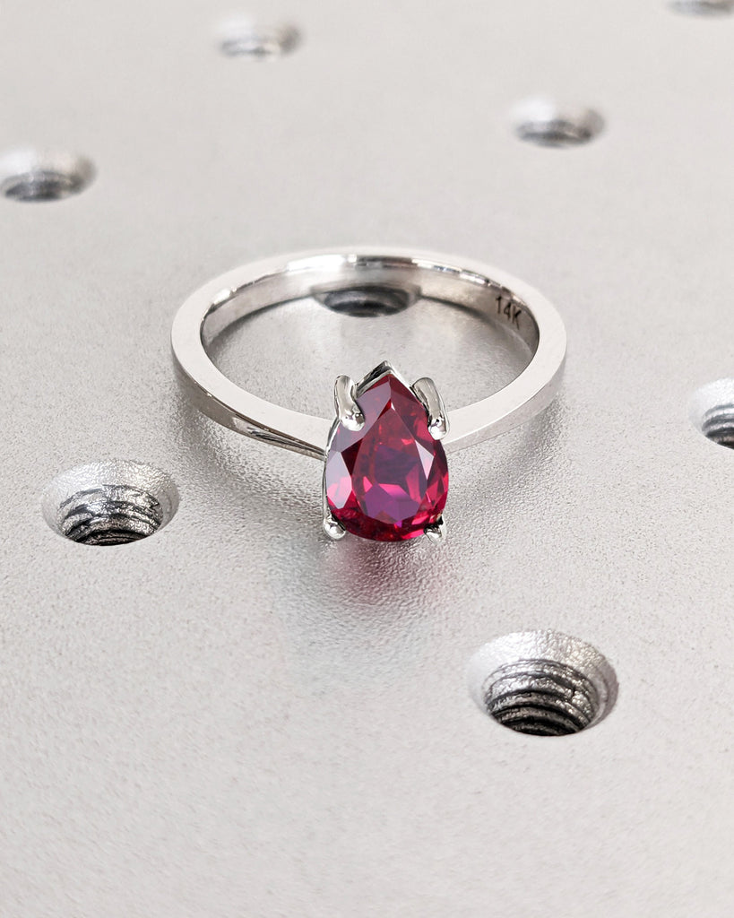 Ruby Ring, Unique Engagement Ring, Solitaire Ring, Pear Cut Ruby Ring, Ruby Jewelry, Ruby Solitaire, Gemstone Solitaire, Beautiful Ring, Red