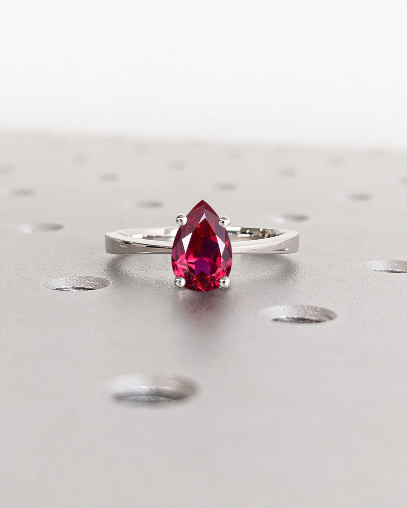 Ruby Ring, Unique Engagement Ring, Solitaire Ring, Pear Cut Ruby Ring, Ruby Jewelry, Ruby Solitaire, Gemstone Solitaire, Beautiful Ring, Red