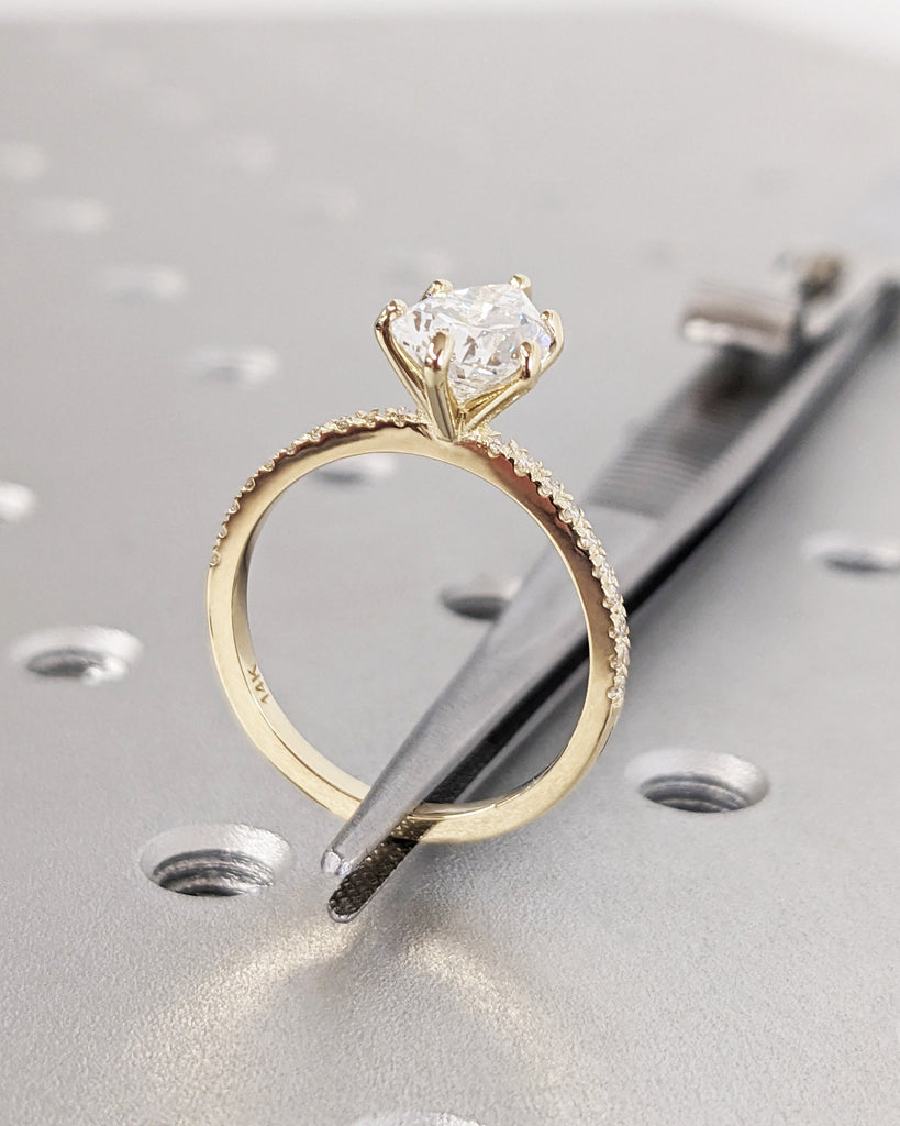 14K Solid Gold Engagement Ring / Pear Lab Grown Diamond Wedding Ring / Diamond Engagement Ring / Stack Ring / Promise ring / Rose gold ring