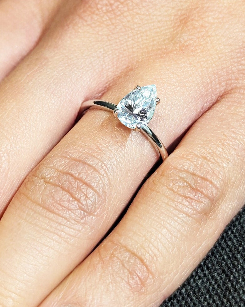 Aquamarine Teardrop Engagement Ring Pear Shaped Aquamarine And