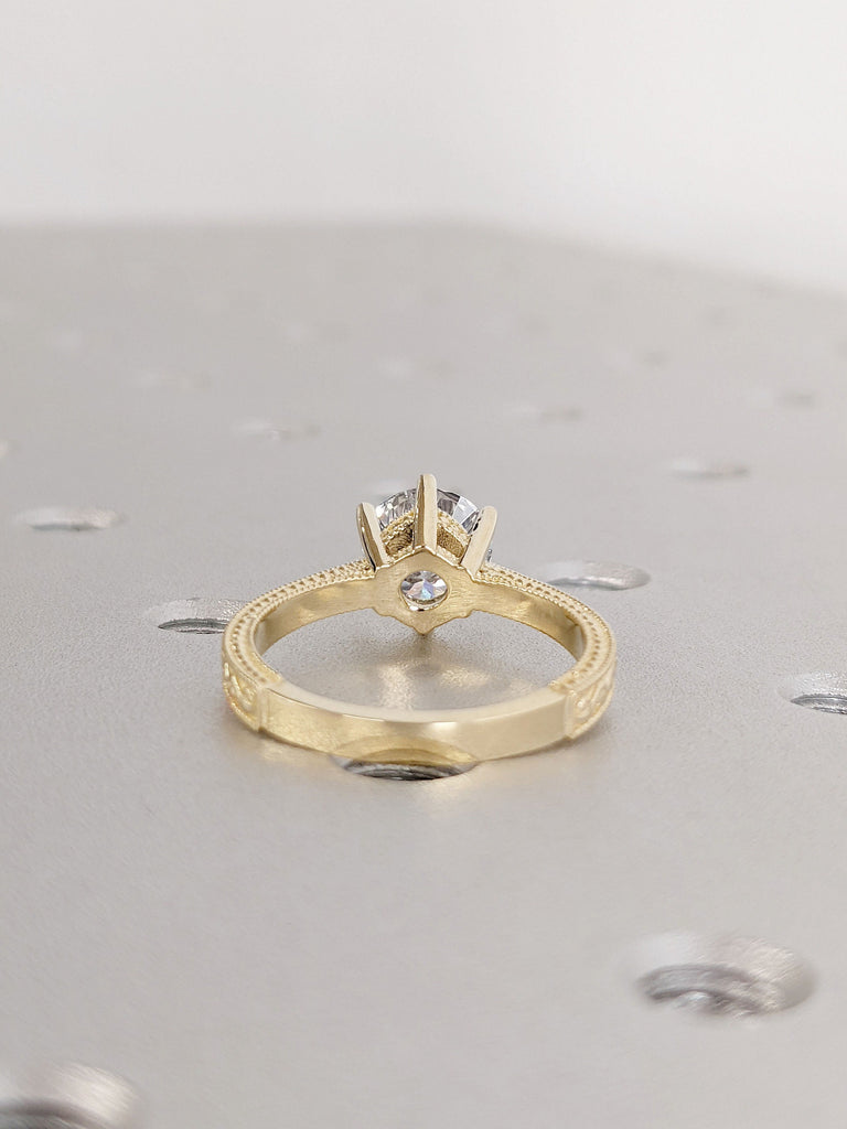 Gold Vine Moissanite Engagement Ring | Hand Cast Milgrain Wedding Ring | Branch Ring | Elegant Engagement Ring | Twig Solitaire Ring Elven