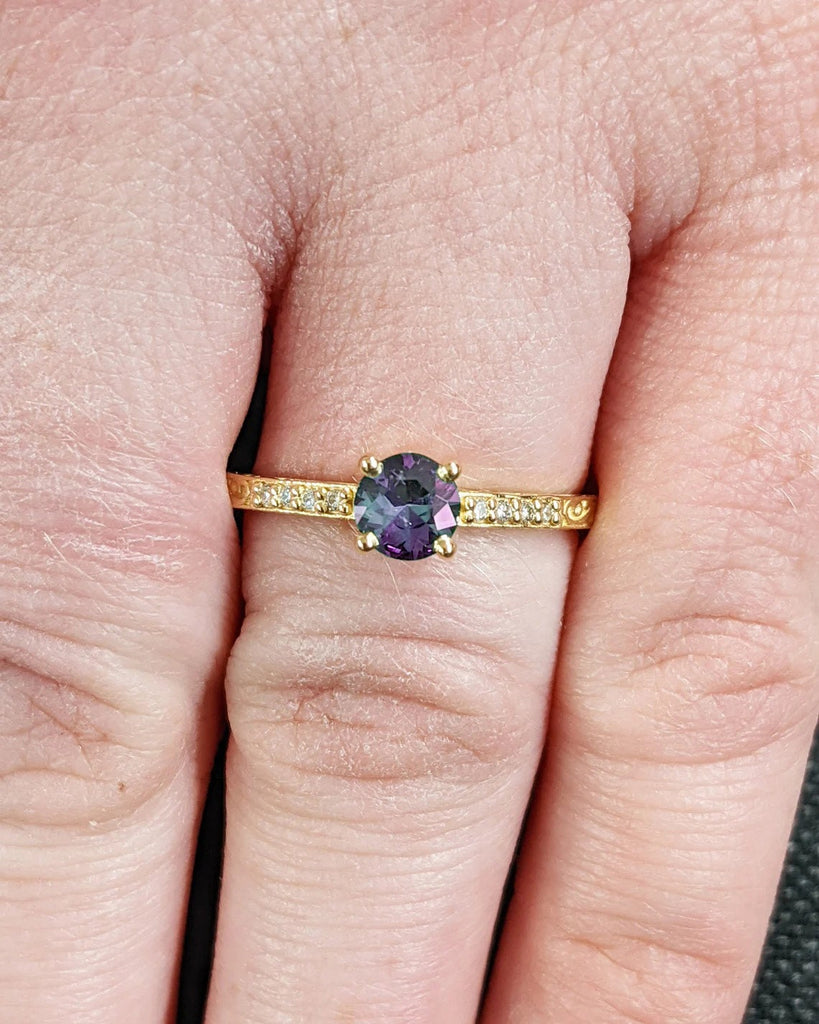 Vintage Alexandrite Engagement Ring | Pear Cut Alexandrite Moissanite Wedding Band | Multi Stone Unique Women Bridal Promise Ring Customized