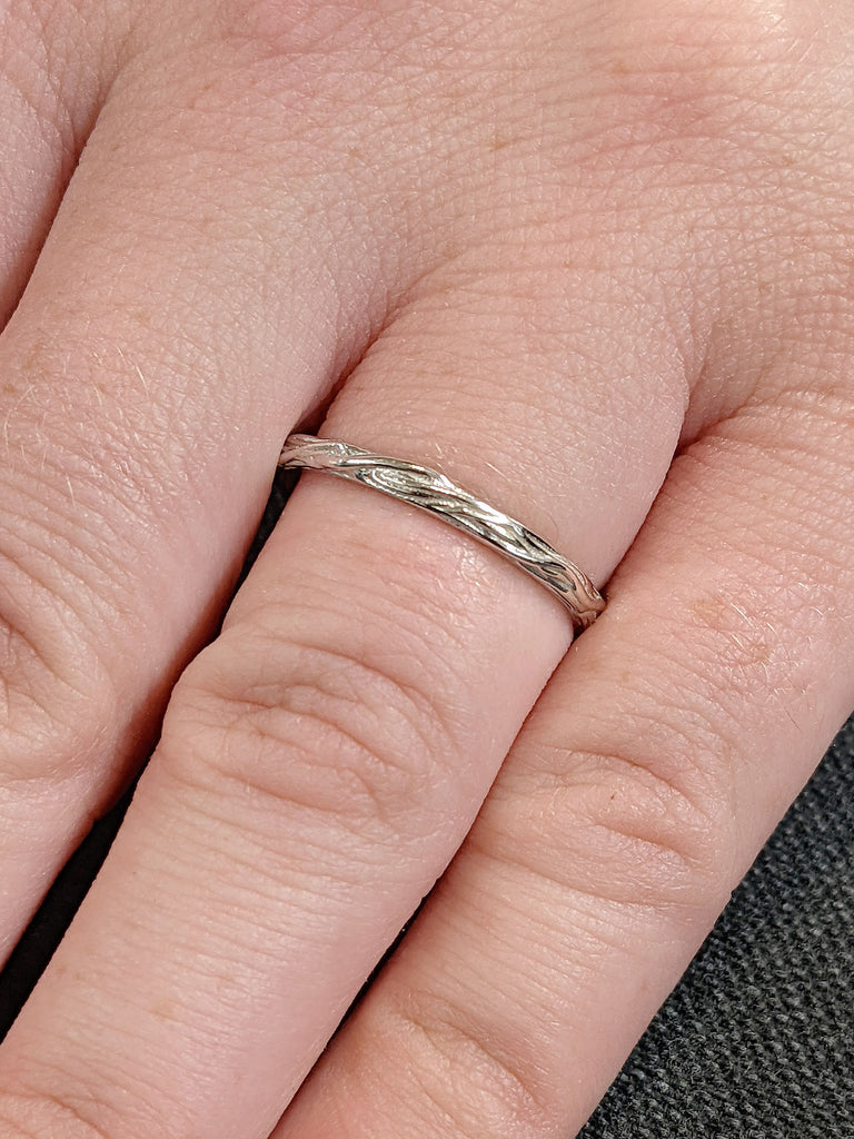 18K White Gold Nature Inspired Matching Stacking Wedding Ring | Branches Twig Ring | Woman Bridal Jewelry | Custom Ring | Rustic Couple Ring