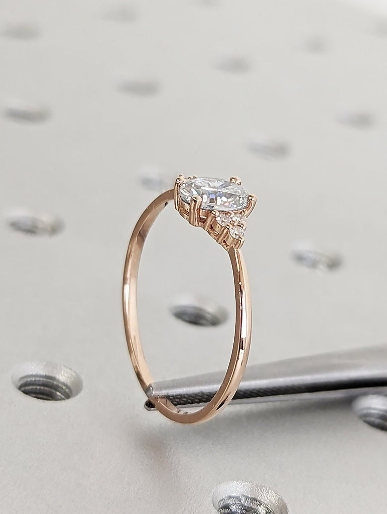 14K Rose Gold Oval Anniversary Ring | Lab Grown Diamond Engagement Ring | Women Vintage Style Solitaire Ring | Minimalist Lab Diamond Ring