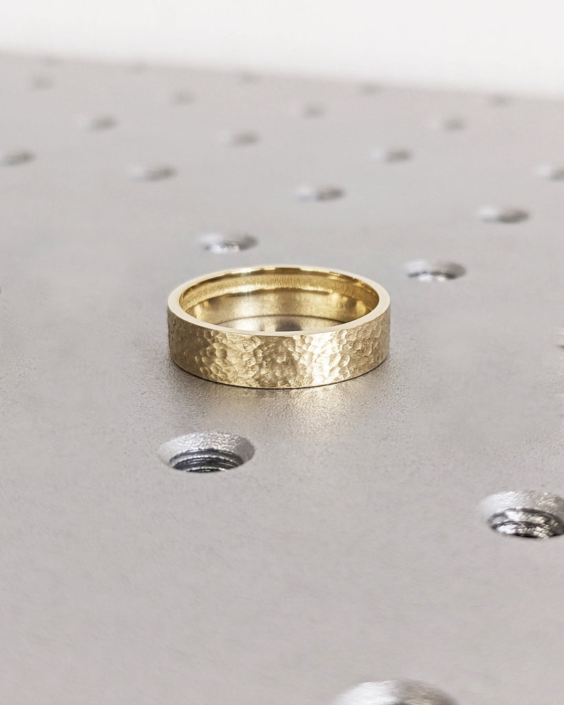 Lab Made Diamond Ring Couples Ring Set- His and Hers Matching Wedding Bands- 14K Gold- Wedding Ring Matching Promise Ring- Hammered- Brushed