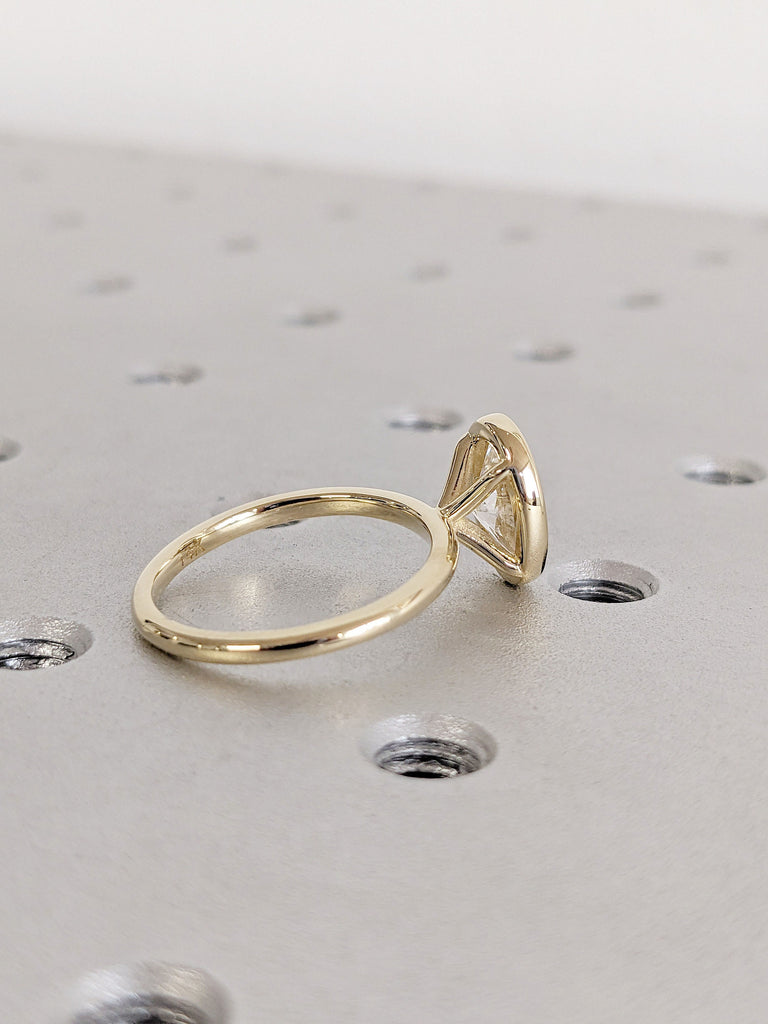 Bezel Set Diamond Band 14k Yellow Gold | Bezel Set Lab Grown Diamond Ring | Simple Thin Gold Band | Certified White Diamond Engagement Ring