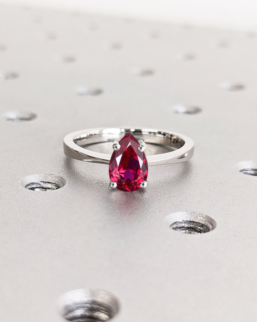 Ruby Ring, Unique Engagement Ring, Solitaire Ring, Pear Cut Ruby Ring, Ruby Jewelry, Ruby Solitaire, Gemstone Solitaire, Beautiful Ring, Red