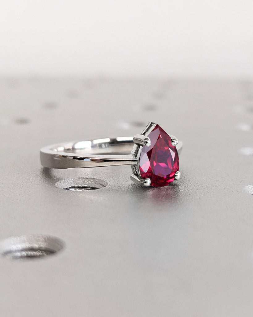 Ruby Ring, Unique Engagement Ring, Solitaire Ring, Pear Cut Ruby Ring, Ruby Jewelry, Ruby Solitaire, Gemstone Solitaire, Beautiful Ring, Red