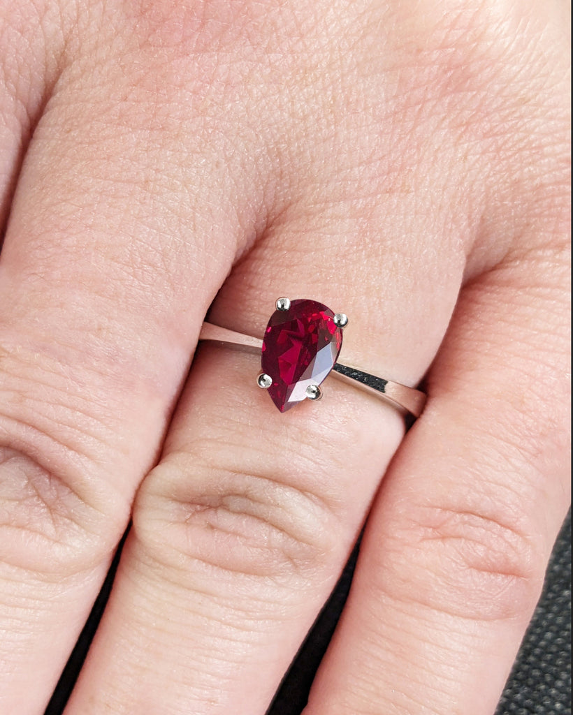 Ruby Ring, Unique Engagement Ring, Solitaire Ring, Pear Cut Ruby Ring, Ruby Jewelry, Ruby Solitaire, Gemstone Solitaire, Beautiful Ring, Red
