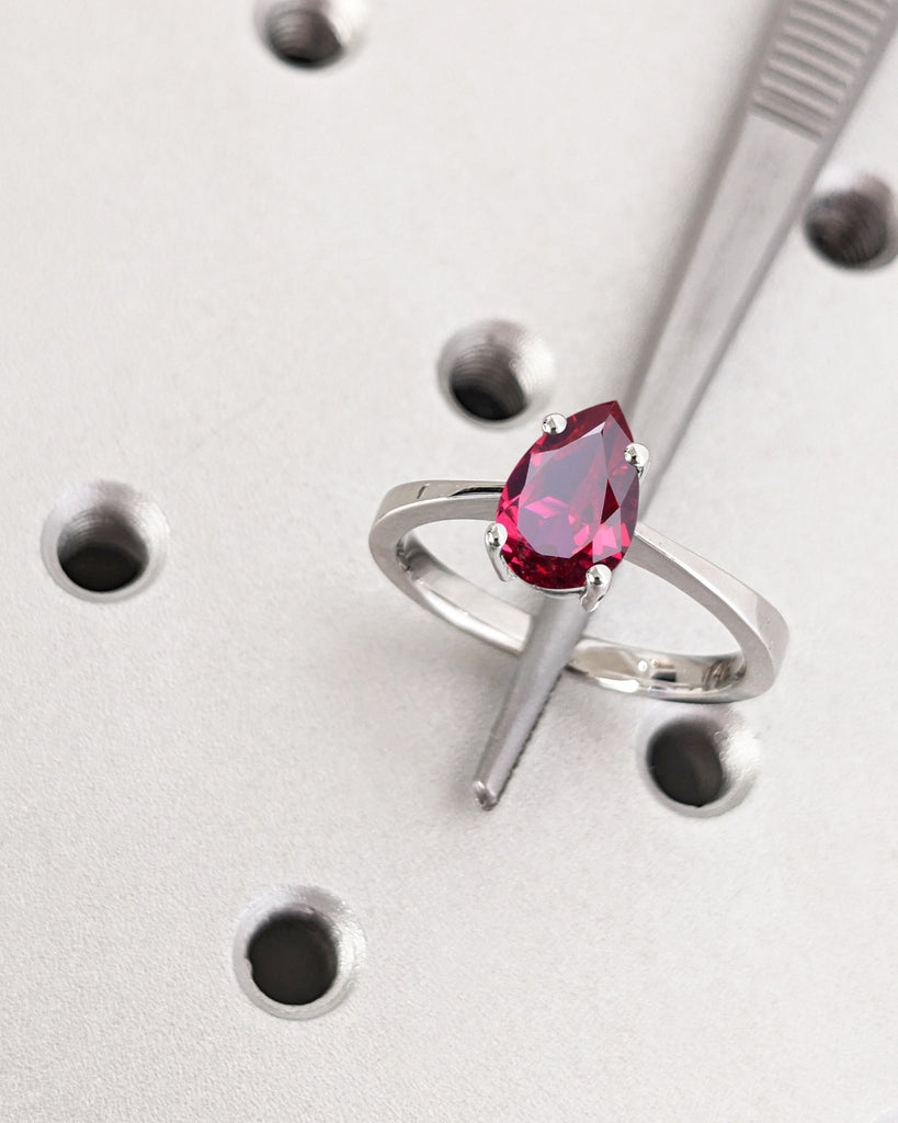 Ruby Ring, Unique Engagement Ring, Solitaire Ring, Pear Cut Ruby Ring, Ruby Jewelry, Ruby Solitaire, Gemstone Solitaire, Beautiful Ring, Red