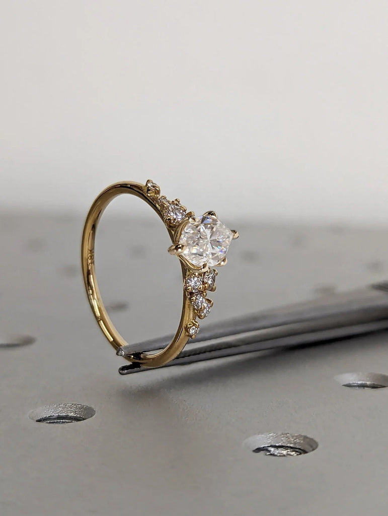 Marquise Cut Moissanite Ring | Vintage Moissanite Engagement Ring | Solid Gold Unique Snowdrift 6 Prong Engagement Ring Diamond Wedding Ring