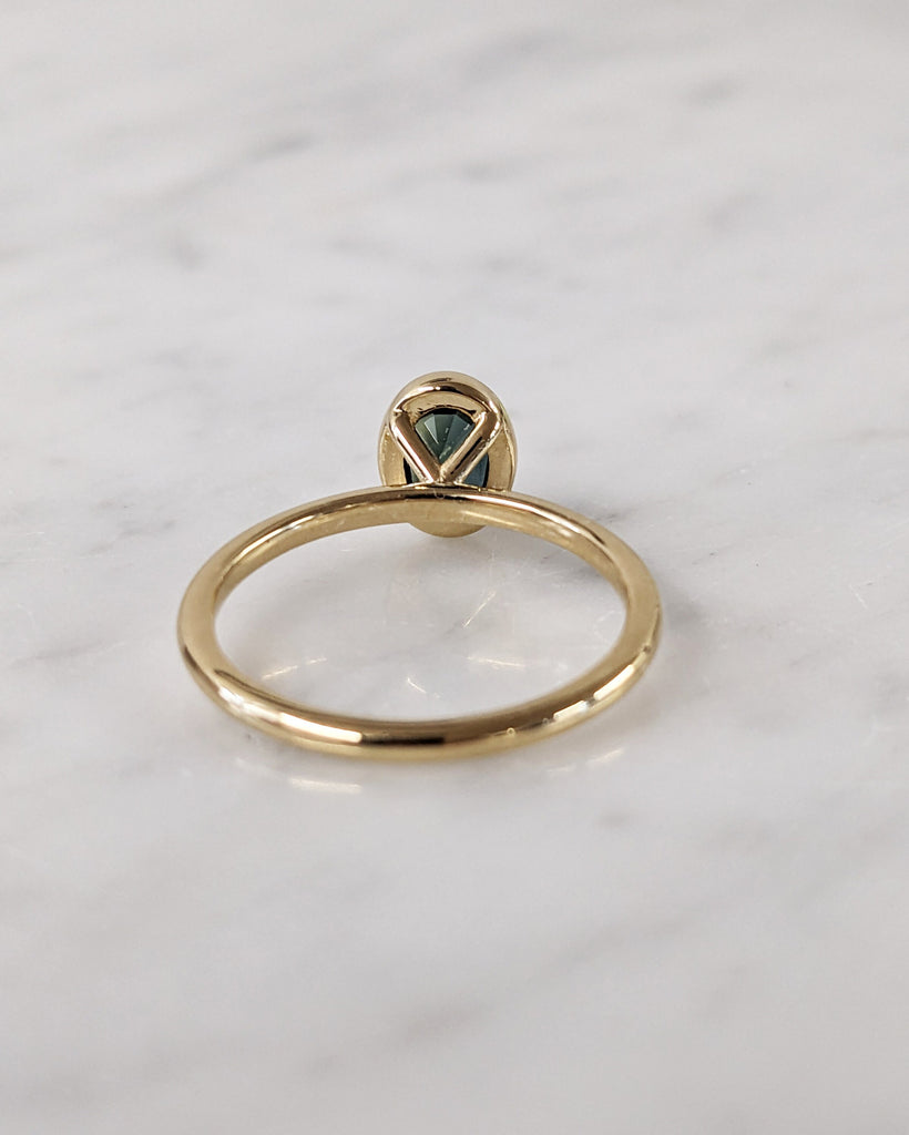 One of a Kind Montana Sapphire Ring, Blue Sapphire Diamond Cluster Ring, Vintage Inspired Blue Sapphire Engagement Ring, 18K Gold Green Teal