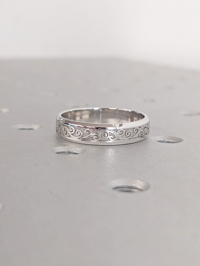 5mm Solid Gold Wedding Band for Him | Vintage Wedding Ring | Handmade Filigree Ring | Mens Engagement Ring | Alternative Ring image #2