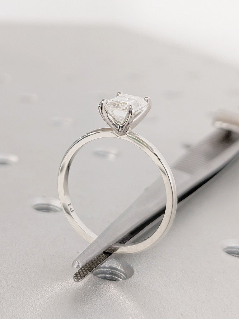 Open Gallery Solitaire Diamond Proposal Ring | Lab Grown Diamond Simple Promise Ring | Platinum Woman Bridal Jewelry