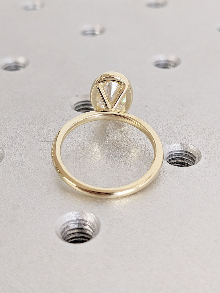 Bezel Set Diamond Band 14k Yellow Gold | Bezel Set Lab Grown Diamond Ring | Simple Thin Gold Band | Certified White Diamond Engagement Ring