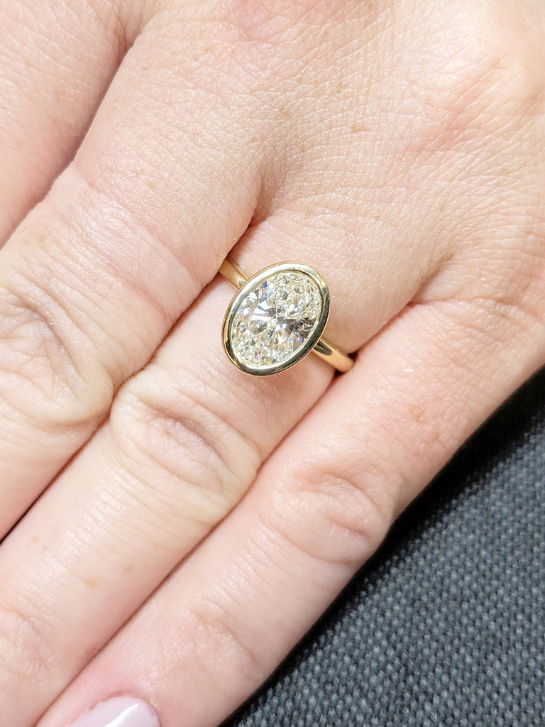 Bezel Set Diamond Band in 14k Gold | Bezel Set Lab Grown Diamond Ring | Simple Thin Gold Band | White Diamond Engagement Ring | Diamond Bezel Set Wedding Band