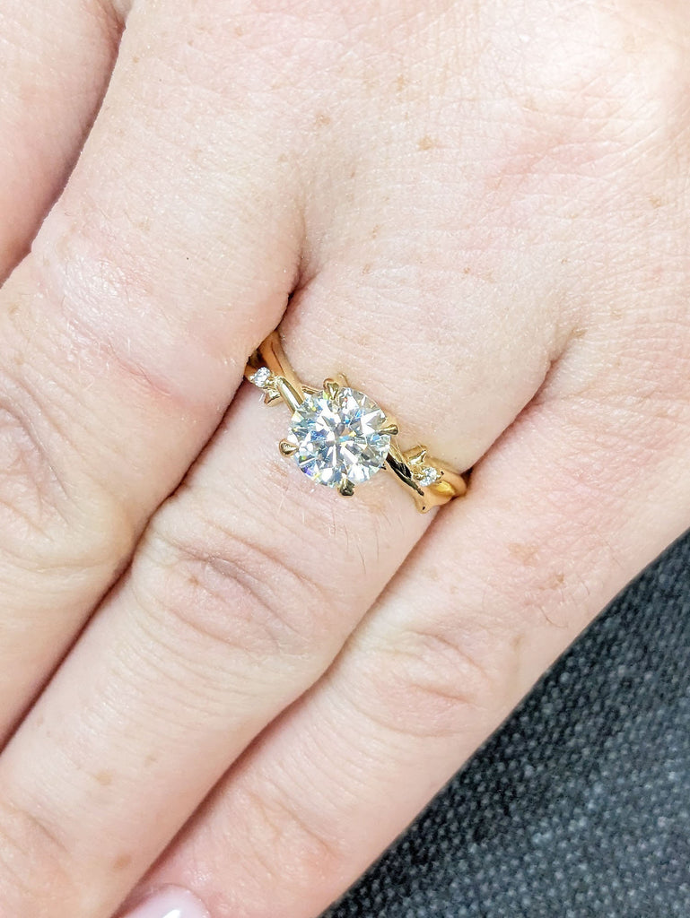 1CT VVS Moissanite Solitaire Ring | Twig Engagement Ring | Unique Proposal Ring | Rustic Bridal Jewelry | Promise Ring