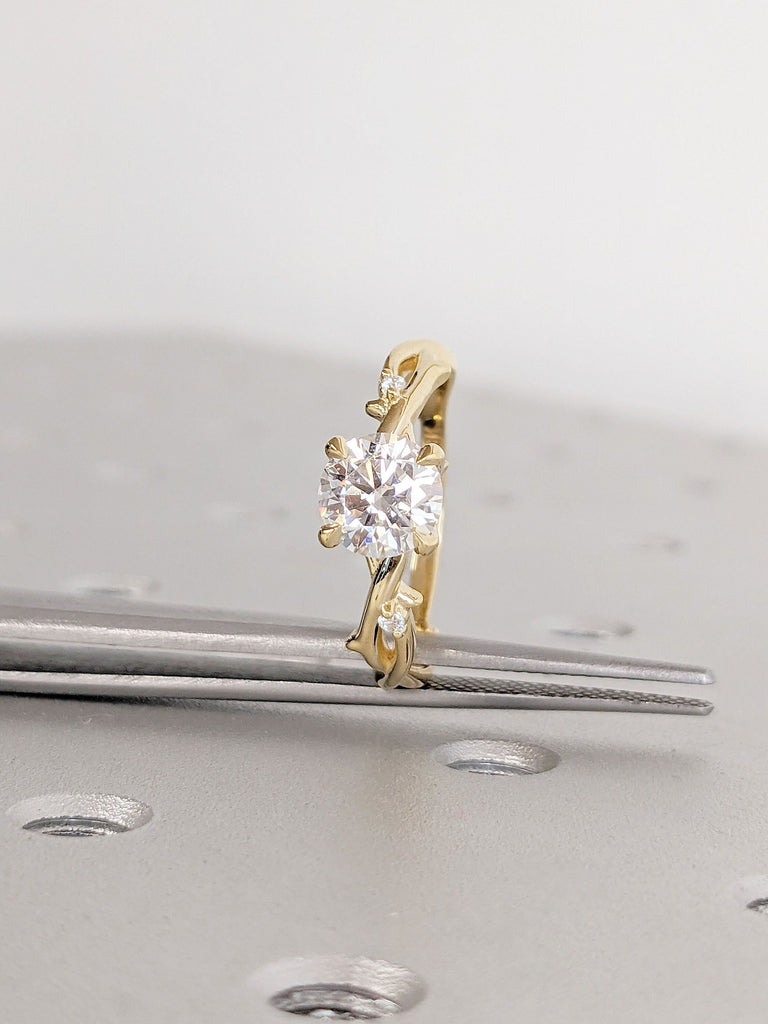 1CT VVS Moissanite Solitaire Ring | Twig Engagement Ring | Gift for Her | Unique Proposal Ring | Rustic Bridal Jewelry | Commitment Ring