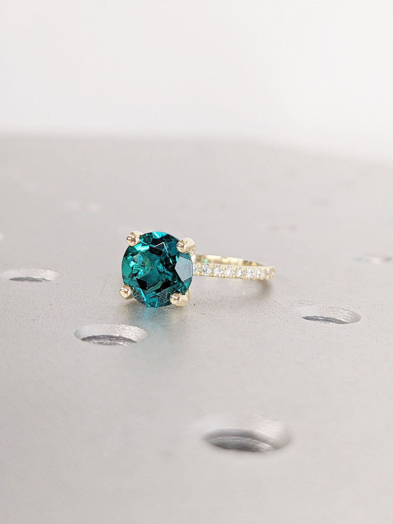 2CT Green Emerald Solitaire Ring | 14K Yellow Gold Engagement Ring | Dainty Wedding Ring | May Birthstone | Wedding Anniversary Ring for Her