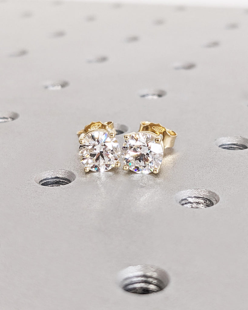 Moissanite Earrings, 14K Gold Moissanite Stud Earrings, Prong Setting Moissanite Studs, Diamond Alternatives Earrings, Valentines Day Gift