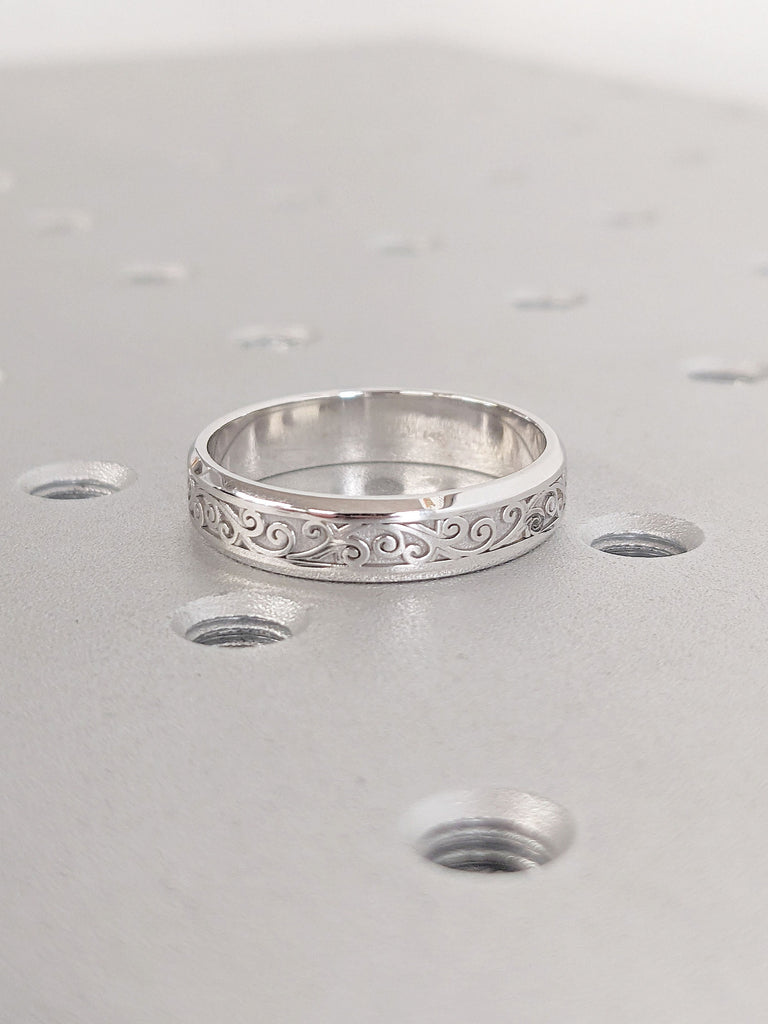 5mm Solid Gold Wedding Band for Him | Vintage Wedding Ring | Handmade Filigree Ring | Mens Engagement Ring | Alternative Ring image #3
