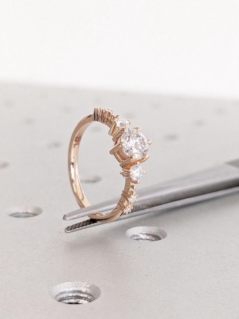 Round Lab Grown Diamond Engagement Ring / Dainty Diamond Ring / Floating Diamond / Rose Gold Diamond Promise Ring / Anniversary Gift For Her