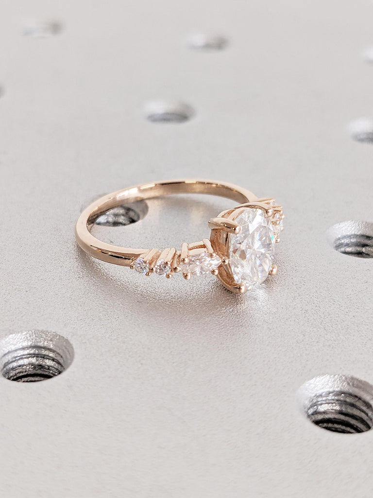 1, 1.5, 2 Carat Oval Lab Grown Diamond Ring | Oval Diamond Thin Engagement Ring | Dainty Ring | 14k Rose Gold Promise Ring | Prong Set Ring