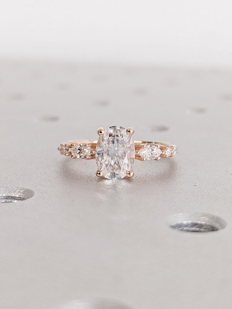 1, 1.5, 2 Carat Oval Lab Grown Diamond Ring | Oval Diamond Thin Engagement Ring | Dainty Ring | 14k Rose Gold Promise Ring | Prong Set Ring