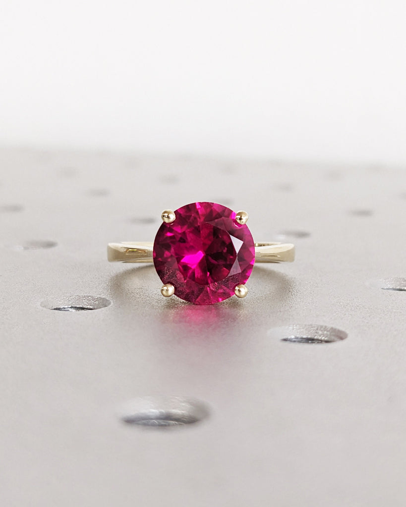 Ruby Ring, Unique Engagement Ring, Solitaire Ring, Round Ruby Ring, Ruby Jewelry, Ruby Solitaire, Gemstone Solitaire, Beautiful Ring, Red