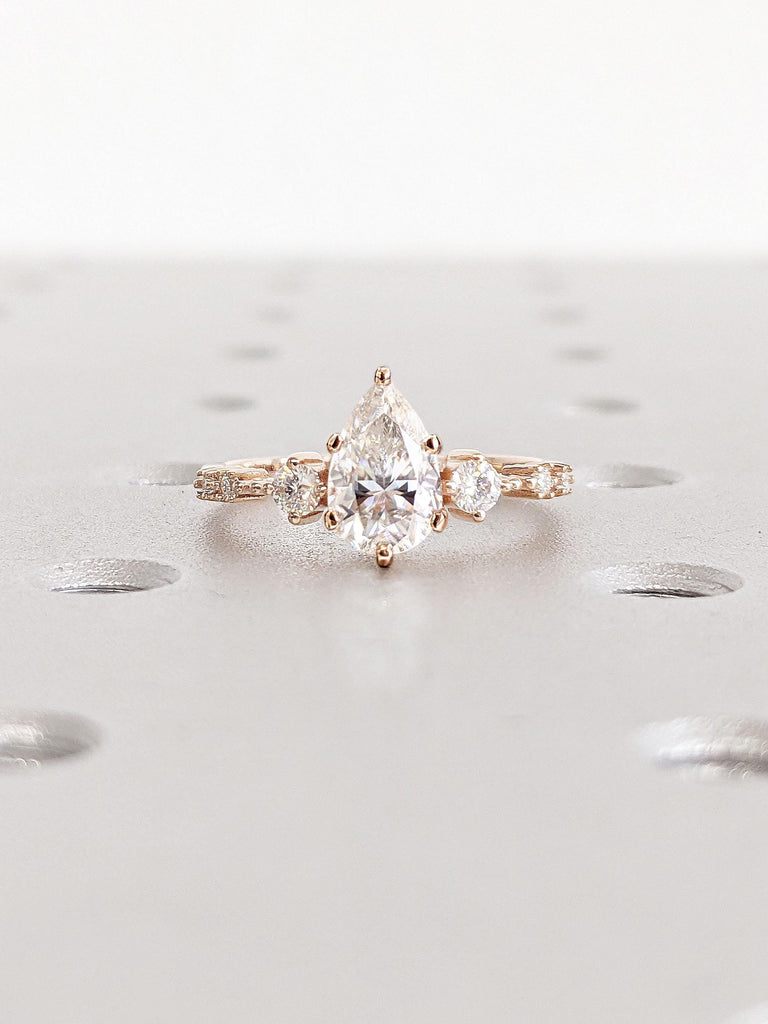 1 Carat Pear Diamond Engagement Ring, Lab Grown Diamond Bridal Ring, Solid Gold, Platinum Solitaire Pear Diamond Engagement Ring, Ethical Proposal Ring