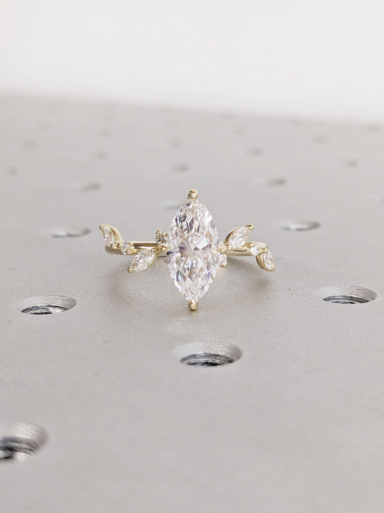 Marquise Diamond Engagement Ring | Certified Lab Grown Diamond Anniversary Ring | Unique Proposal Ring for Her, Claw Prong Setting Ring Gift