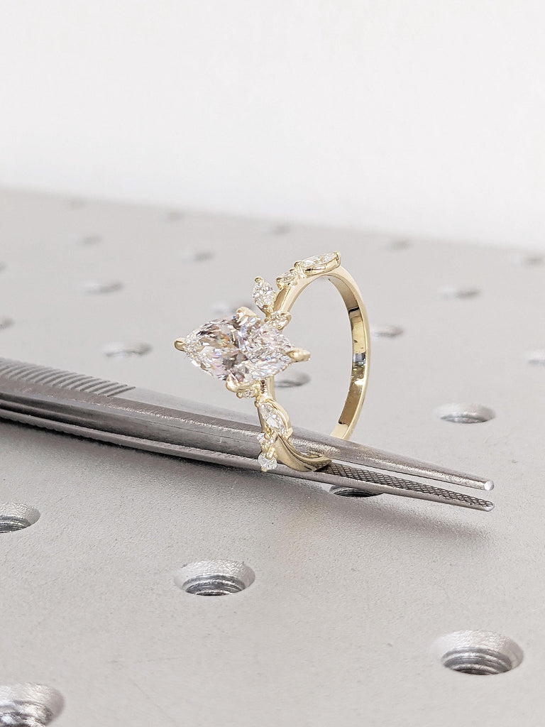 Floral Lab Diamond Ring | Unique Diamond Engagement Ring for Women | Diamond Cluster Ring