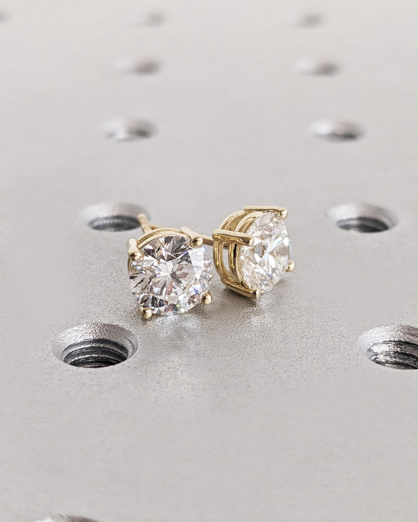 Moissanite Earrings, 14K Gold Moissanite Stud Earrings, Prong Setting Moissanite Studs, Diamond Alternatives Earrings, Valentines Day Gift